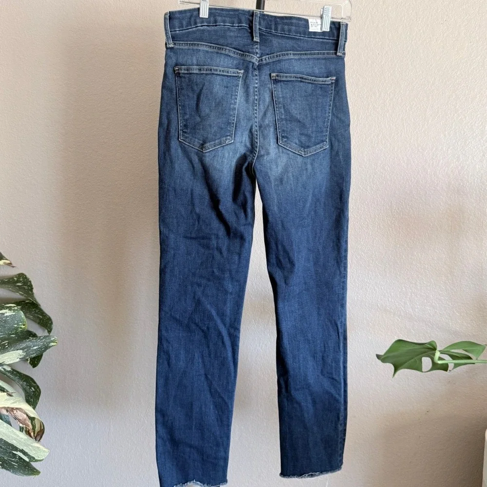 Frank & Eileen Derry High Rise Straight Leg Jeans Blue Raw Hem Size 28